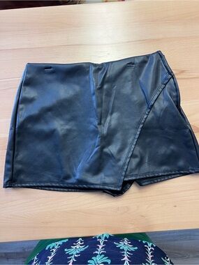 Altar'd State Black Faux Leather Skort